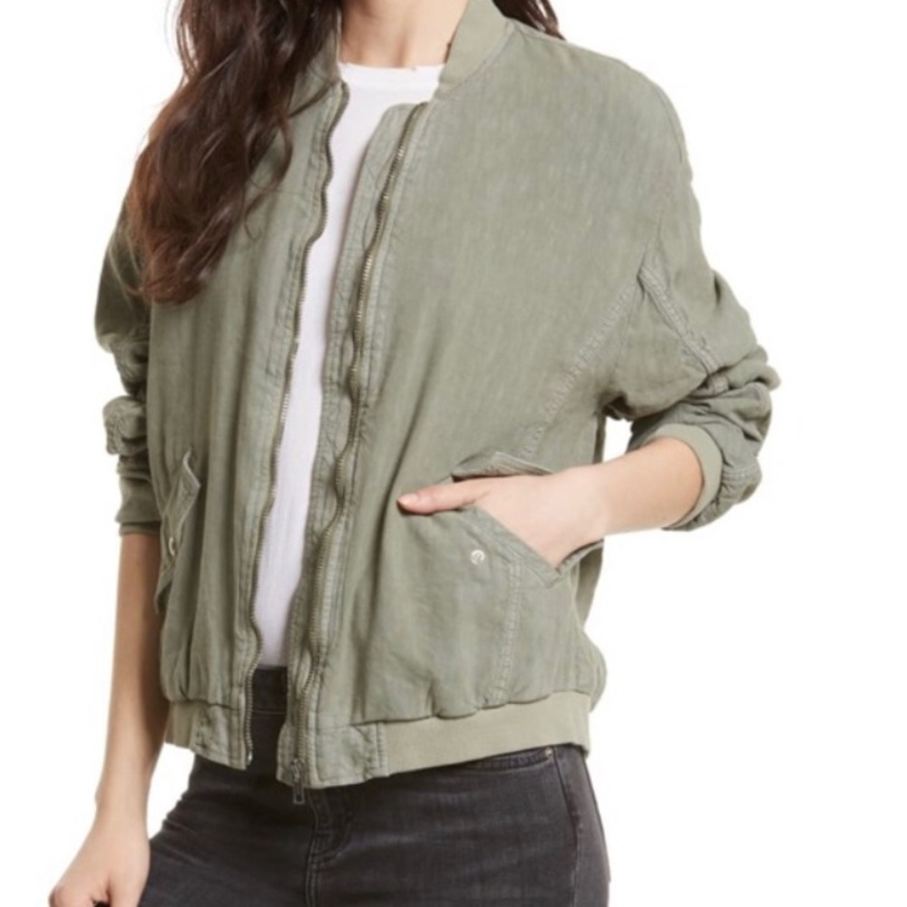 Free People Linen Bomber jacket